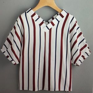 Striped V-neck Tee
